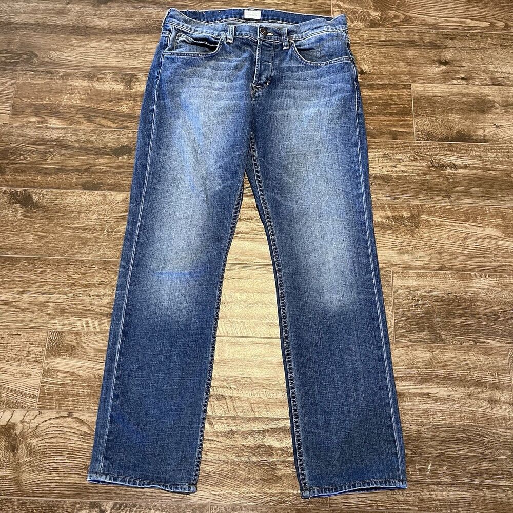 Hudson Jeans Men's Size 34 Blue Denim Byron Straight Leg Distressed 5-Pockets - Picture 5 of 14